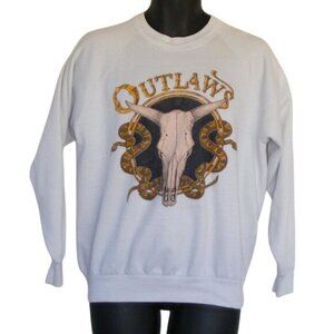 OUTLAWS Sweatshirt, L, White, Soldiers of Fortune, 1988, Long sleeve, Vintage